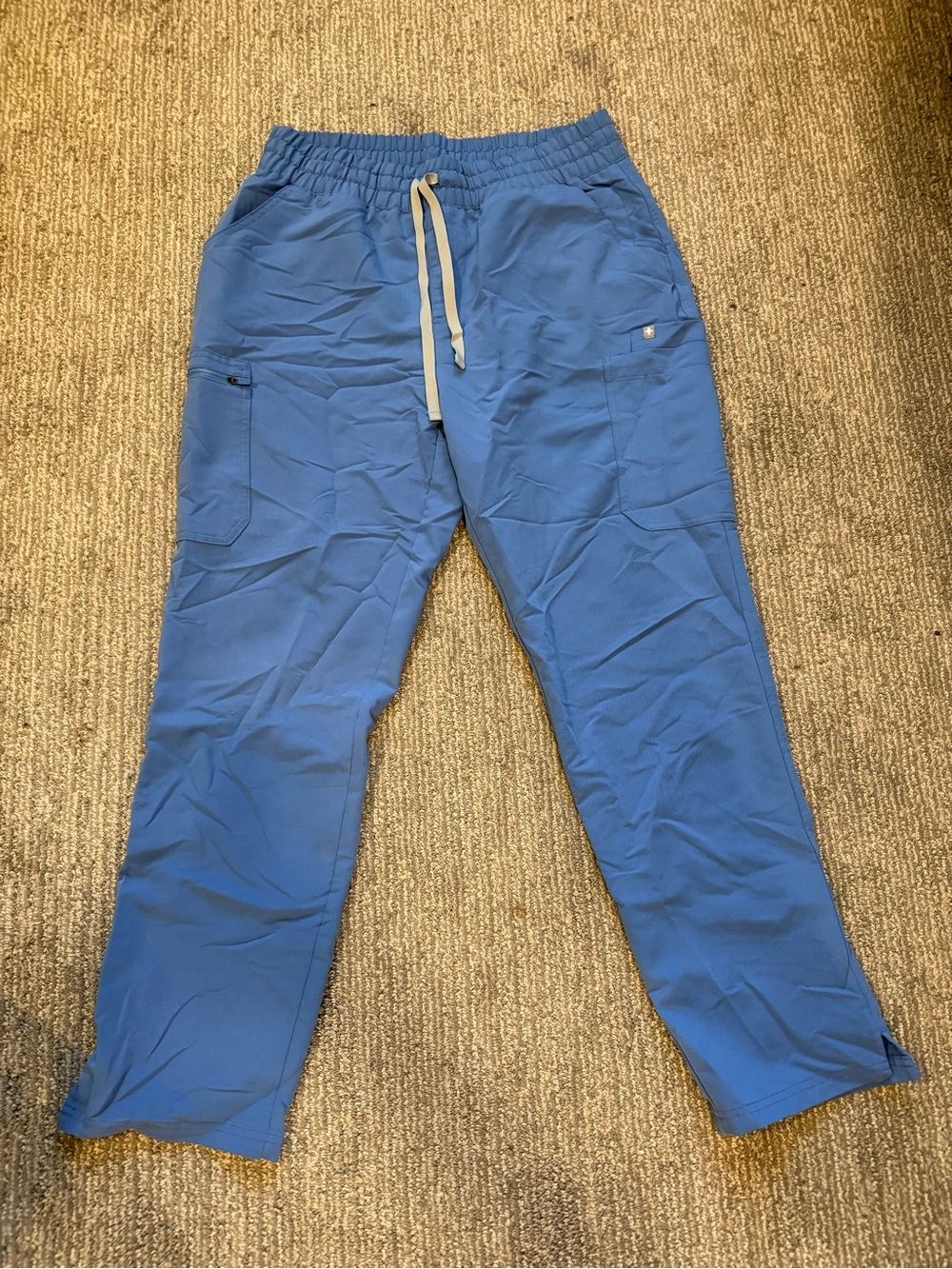 FIGS Yola Skinny Scrub Pants Royal Blue Size L Cargo Straight Leg